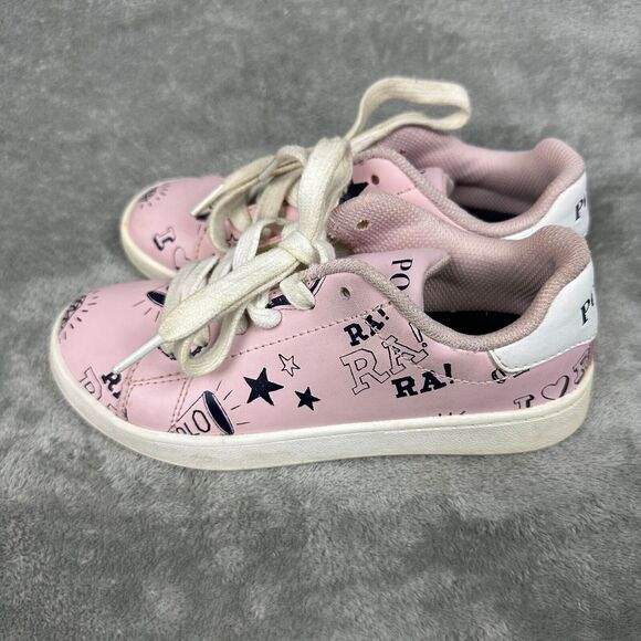 Polo Ralph Lauren Kids Pink Graphic Print Low Top Sneakers Lace Up Size 1 - Picture 5 of 10